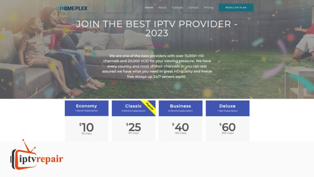 HomePlex IPTV Homepage