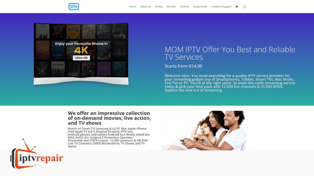 Mom IPTV Homepage