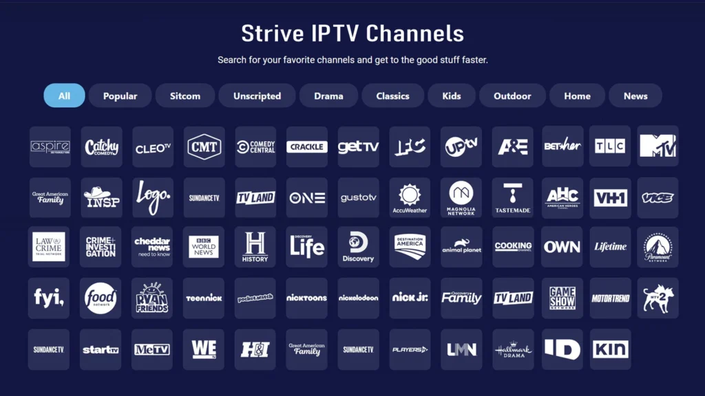 Strive IPTV Channels