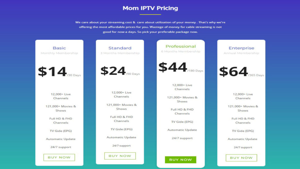 MOM IPTV Pricing