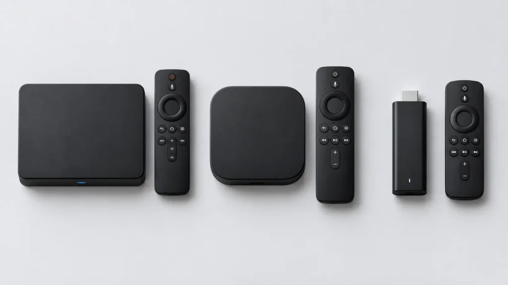 Types of IPTV boxes: MAG set-top box, Android TV box and streaming stick