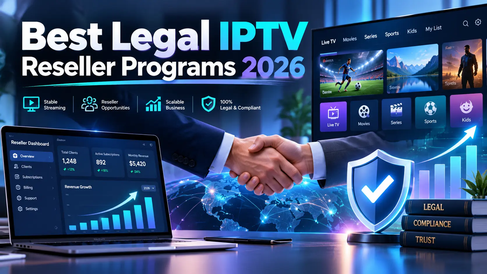 IPTV reseller guide showing legal reseller, wholesale and white-label IPTV programs