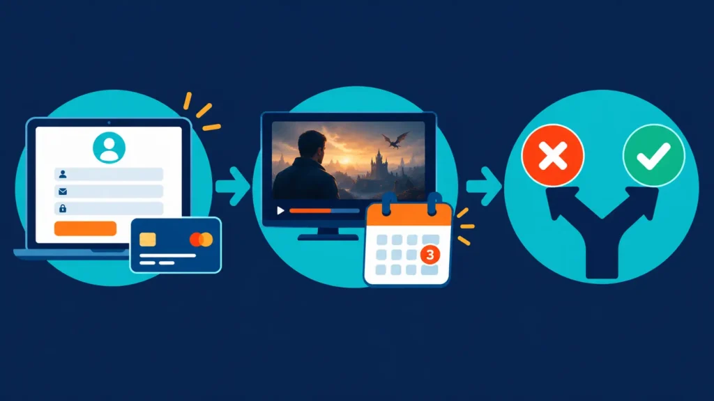 How an IPTV free trial works: sign up, stream free, then cancel or continue