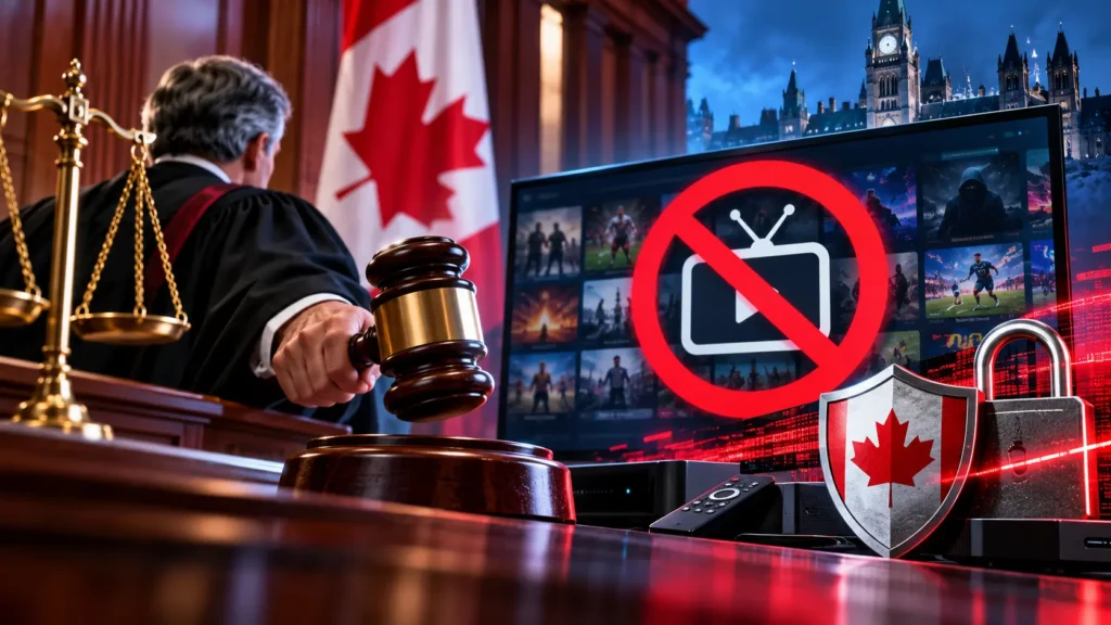 Illustration of Canadian court blocking orders against illegal IPTV