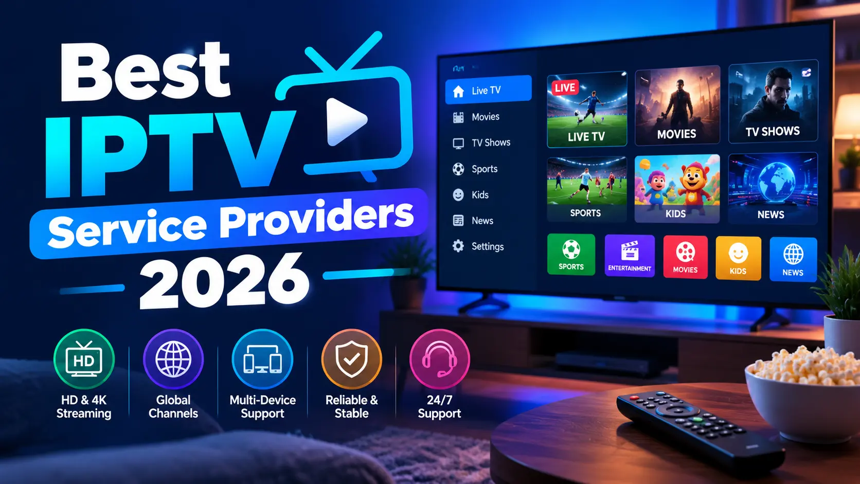 Best IPTV service providers 2026: licensed live TV streaming on a smart TV