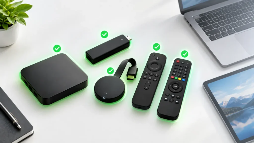 Devices that support TiviMate, including Android TV box, Google TV and Firestick