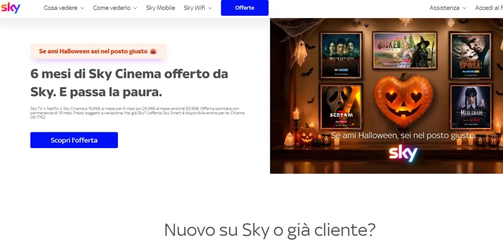 Sky Italia TV and Sky Calcio package for Serie A and Champions League